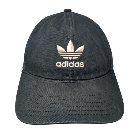 Adidas Trefoil Slideback Hat Black One Size 3 Stripes Logo Adjustable - Picture 1 of 8